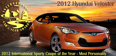2012 Hyundai Veloster - 2012 International Sporty Coupe of the Year - Most Personality