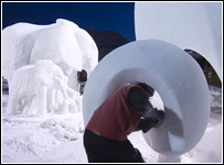Creating snow sculptures